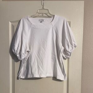 Elegant White Puff Sleeve Tee